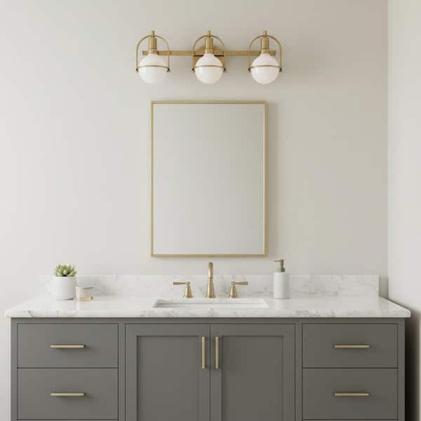 Somerset 25.0 in. 3-Light Heritage Brass Shade-Free Vanity Light