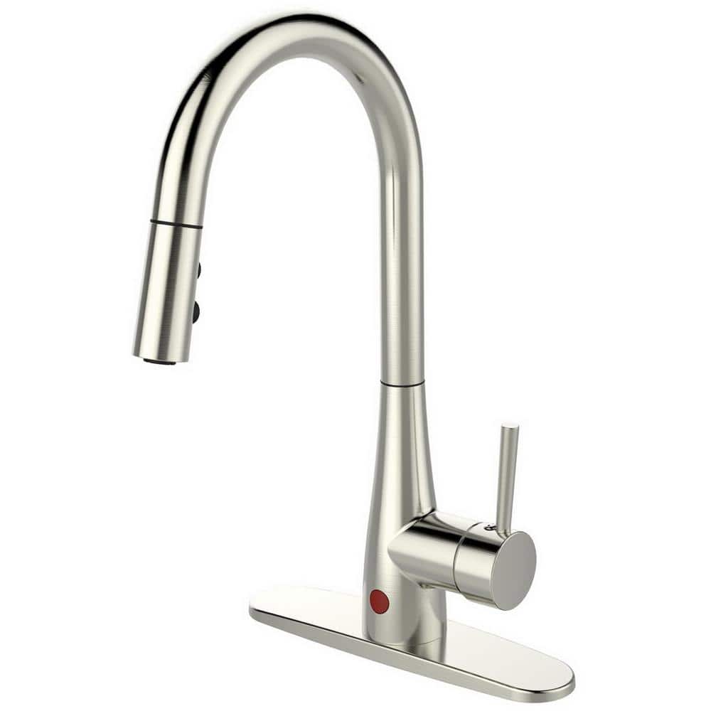 Brushed Nickel Touchless Single Handle Pull-Down Kitchen Faucet