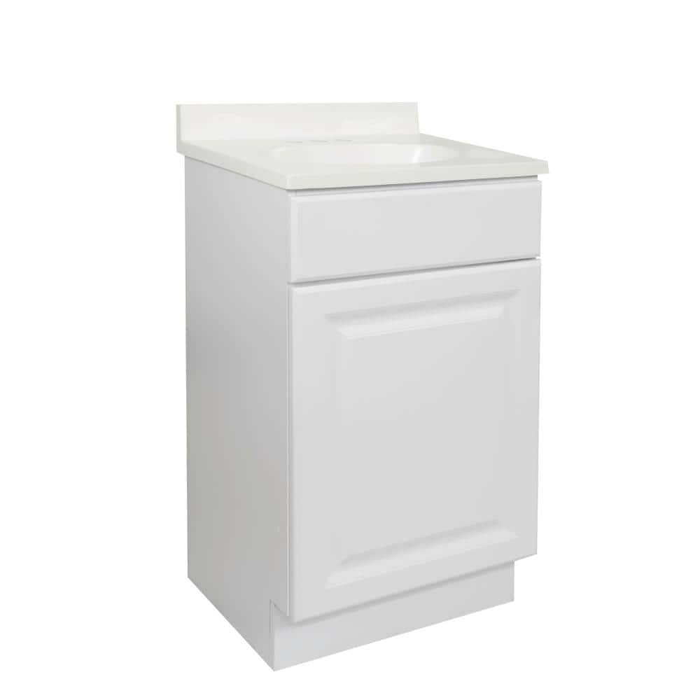 Wyndham 19-Inch White Cultured Marble Single Sink Bathroom Vanity