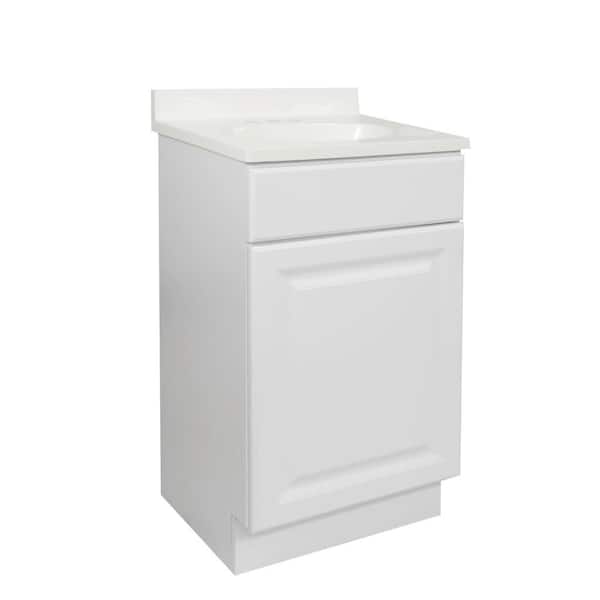 Design House Wyndham 18 in. W x 16 in. D Bath Vanity in White with Ivory Swirl Cultured Marble Top