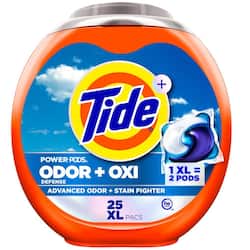 Tide Ultra Oxi Odor Eliminators Unscented Laundry Detergent Pods, 25-Count