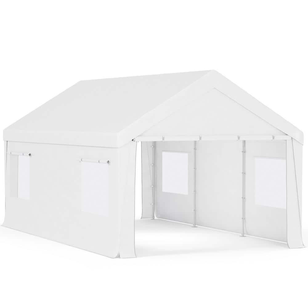 12 ft. W x 20 ft. D Portable Garage UV and Waterproof Resistant All-Season Carport with Roll-Up Ventilated Windows White price history on PriceWatchPro