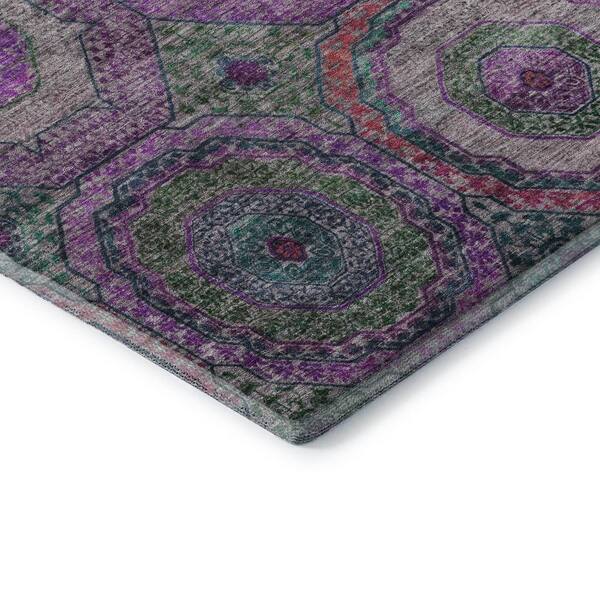 Mayfield Premium Machine Washable Abstract AMF2049 Purple 3 ft. x 5 ft. Area Rug