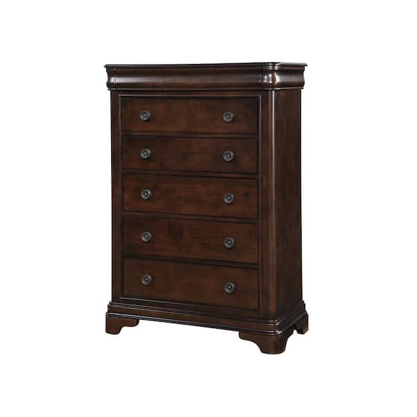 Unbranded Conley 5-Drawer Cherry Chest of Drawers