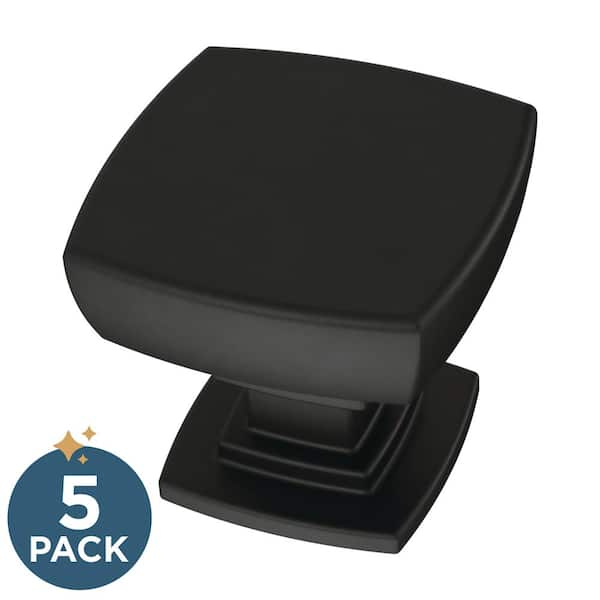 Franklin Brass (5-Pack) Parow 1-1/8 in. (29 mm) Classic Square Cabinet Knobs in Matte Black with Antimicrobial Properties