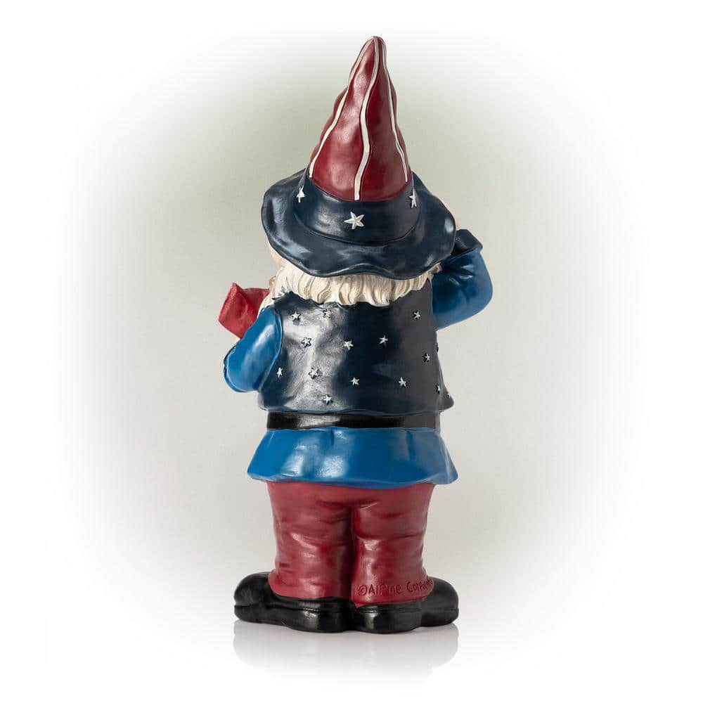 12 Inch Patriotic Polyresin Gnome with American Flag