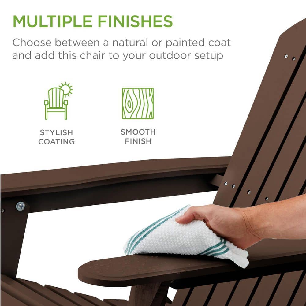 Brown Wooden Folding Adirondack Chair with Arms