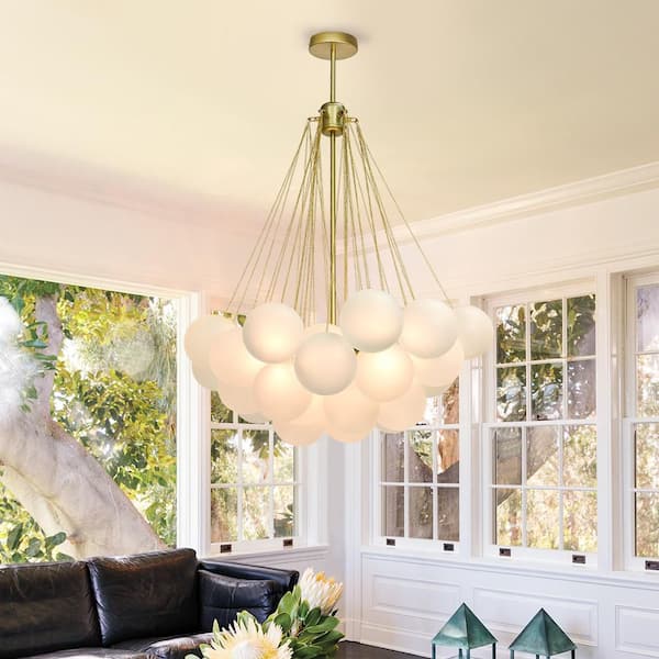 Y'INSP Lyra 3-Light Gold Nordic Bubble Ball Chandelier with 37