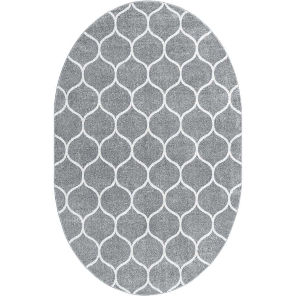 Trellis Frieze Rounded Light Gray 3 ft. x 5 ft. Area Rug price history on PriceWatchPro