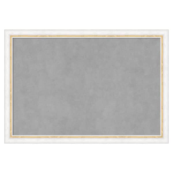 Amanti Art Morgan White Gold 26 in. x 18 in Framed Magnetic Board