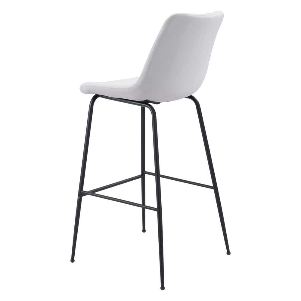 Byron Contemporary White Leather & Metal Bar Stool