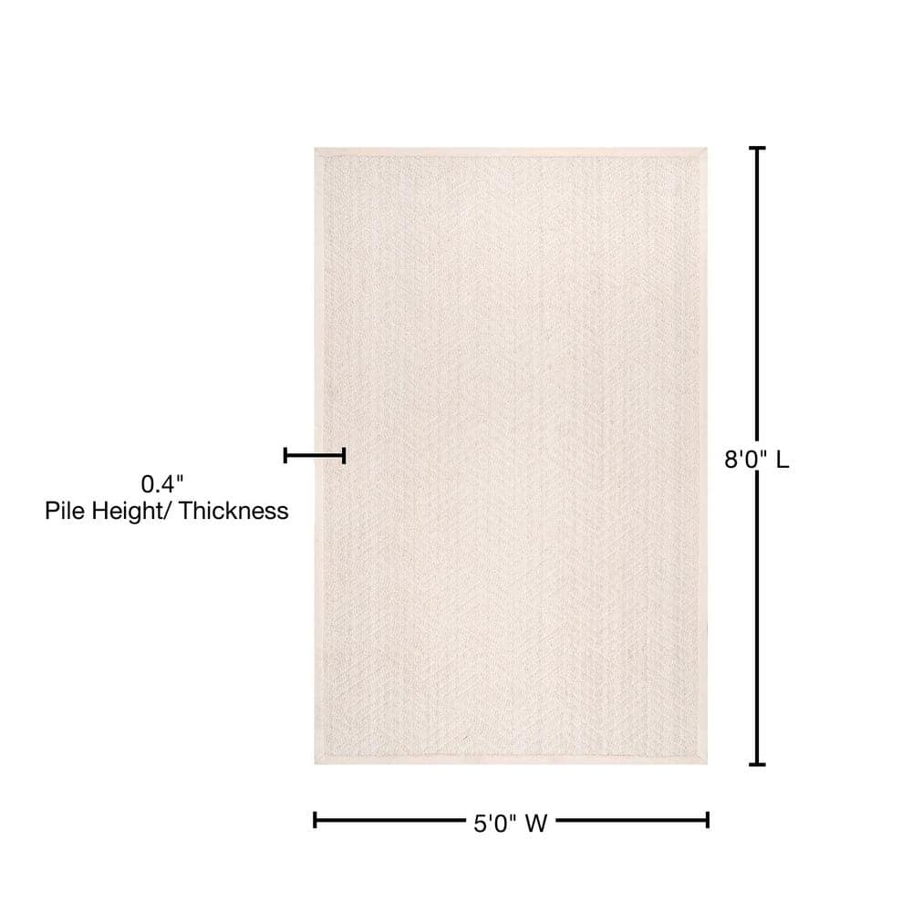 Handmade Cream Wool and Synthetic Kids Reversible Rug, 5' x 8'
