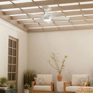 Tide WeatherPlus 52 in. Outdoor White Downrod Mount Ceiling Fan with Integrated LED with Remote Control