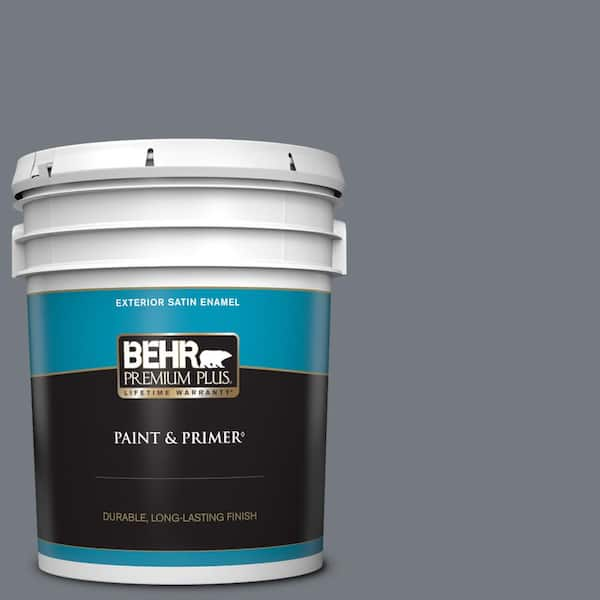 BEHR PREMIUM PLUS 5 gal. #N510-5 Liquid Mercury color Satin Enamel Exterior Paint & Primer