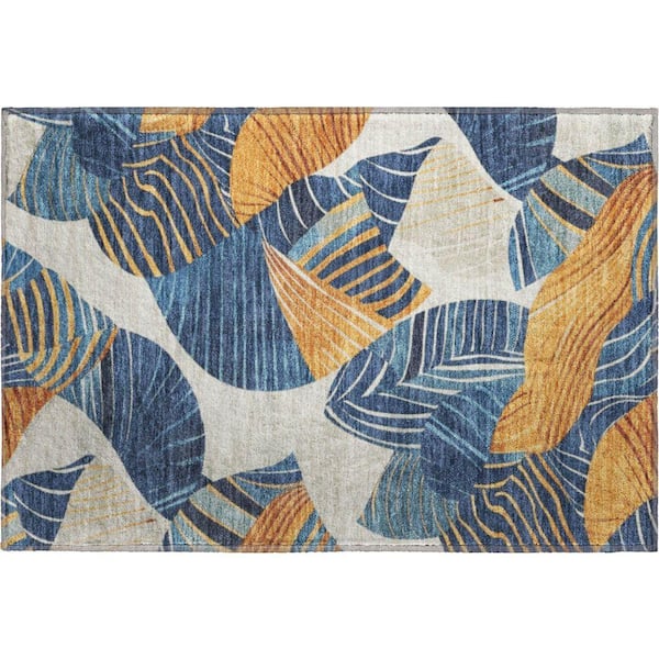 Mayfield Premium Machine Washable Abstract AMF2220 Navy 2 ft. x 3 ft. Accent Rug