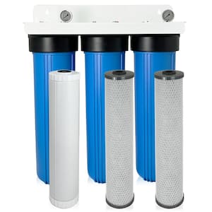Salt-Free Blue 3-Stage Softening/Conditioning Whole HouseWater Filtration System for Scale, Chlorine Removal and More