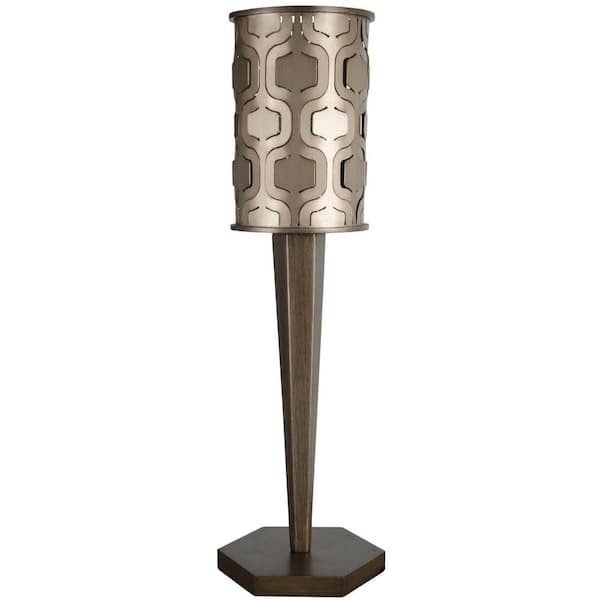 Varaluz Iconic 25 in. Mist Table Lamp Champagne with Recycled Steel Shade