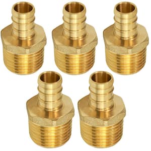 1/2 in. x 1/2 in. Brass PEX Barb x Male Pipe Thread Adapter Fitting (5-Pack)