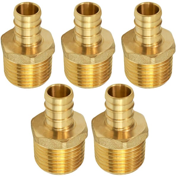 PLUMBFLEX 1/2 in. x 1/2 in. Brass PEX Barb x Male Pipe Thread Adapter Fitting (5-Pack)