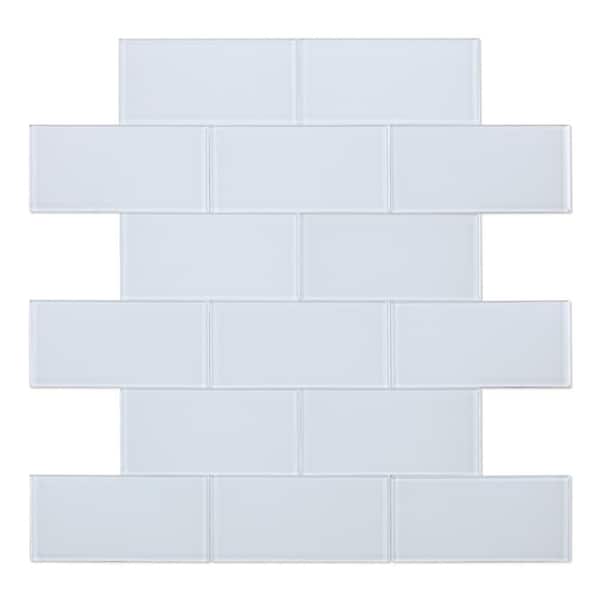 SpeedTiles Chianti White 11.57 in. x 11.34 in. x 0.2 in Glass Peel and Stick Tiles (5.47 sq. ft./case)