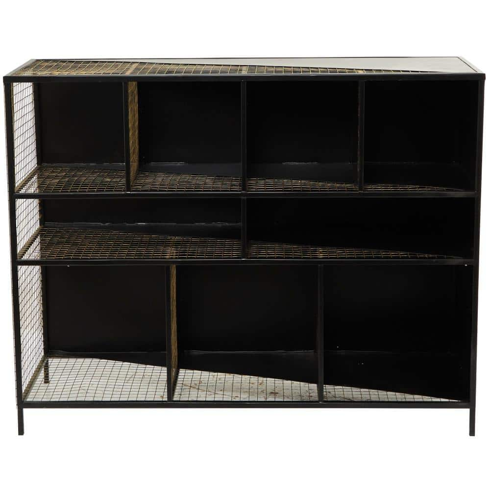 Litton Lane 40 in. Black Extra Large Rectangle Metal 9 Storage Cupboard Console Table