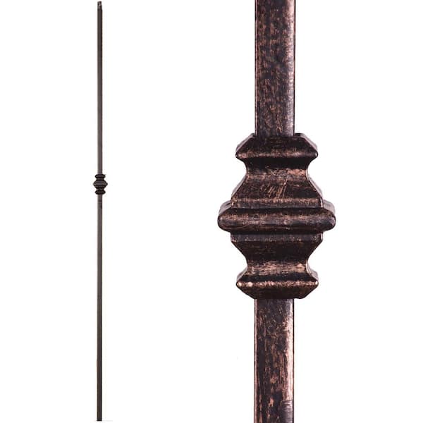 HOUSE OF FORGINGS Versatile 44 in. x 0.5 in. Oil Rubbed Bronze Single Knuckle Hollow Wrought Iron Baluster
