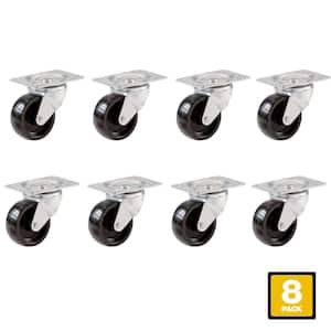 2 in. Black Polypropylene and Steel Swivel Plate Caster with 125 lb. Load Rating (8-Pack)