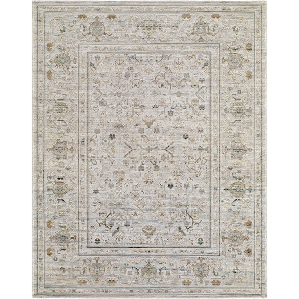 Goblen GLN-2300 6 ft. x 9 ft. Machine Woven Rug, Light Grey or Ivory