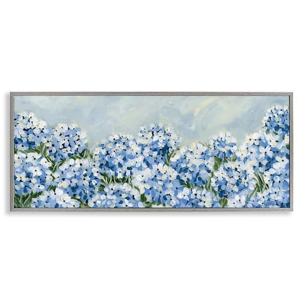 Stupell Industries Blue Hydrangea Meadow by Yvette St. Amant Gray Framed Nature Giclee Art Print 13 in. x 30 in.