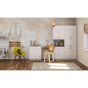 Wallace 125 in. W x 89.5 in. H x 24 in. D Painted White Children's Workstation Cabinet Bundle 1
