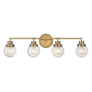 Poppy 33.75 in. 4-Light Heritage Brass Vanity Light