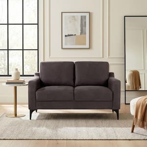 Francis 55.5 in. Charcoal Faux Suede 2-Seater Loveseat