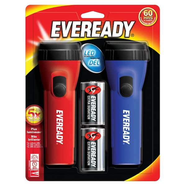 LED Flashlight 2 Pack,Comfort Grip,Emergency Situations,Batteries Included, 