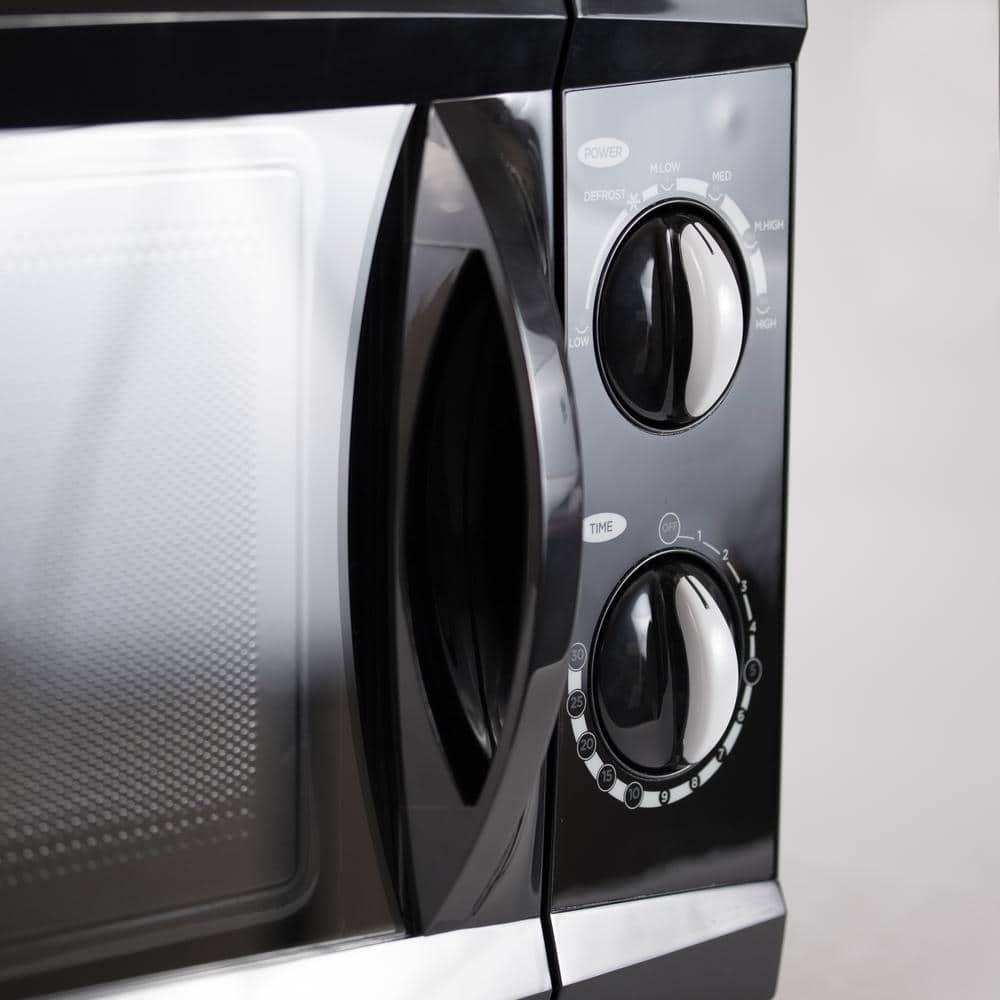 Compact Black Stainless Steel Small Countertop Microwave Oven