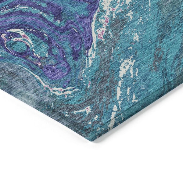 Chantille Machine Washable Indoor/Outdoor Abstract ACN1061 Teal 1 ft. 8 in. x 2 ft. 6 in. Area Rug