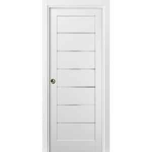 Quadro 4117 18 in. x 80 in. Panel White Finished Pine MDF Sliding Door with Pocket Kit