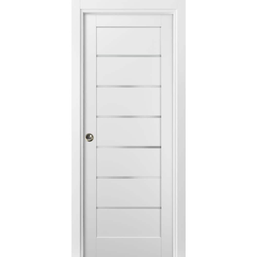 Sartodoors 28 in. x 96 in. Panel White Pine MDF Sliding Door with ...