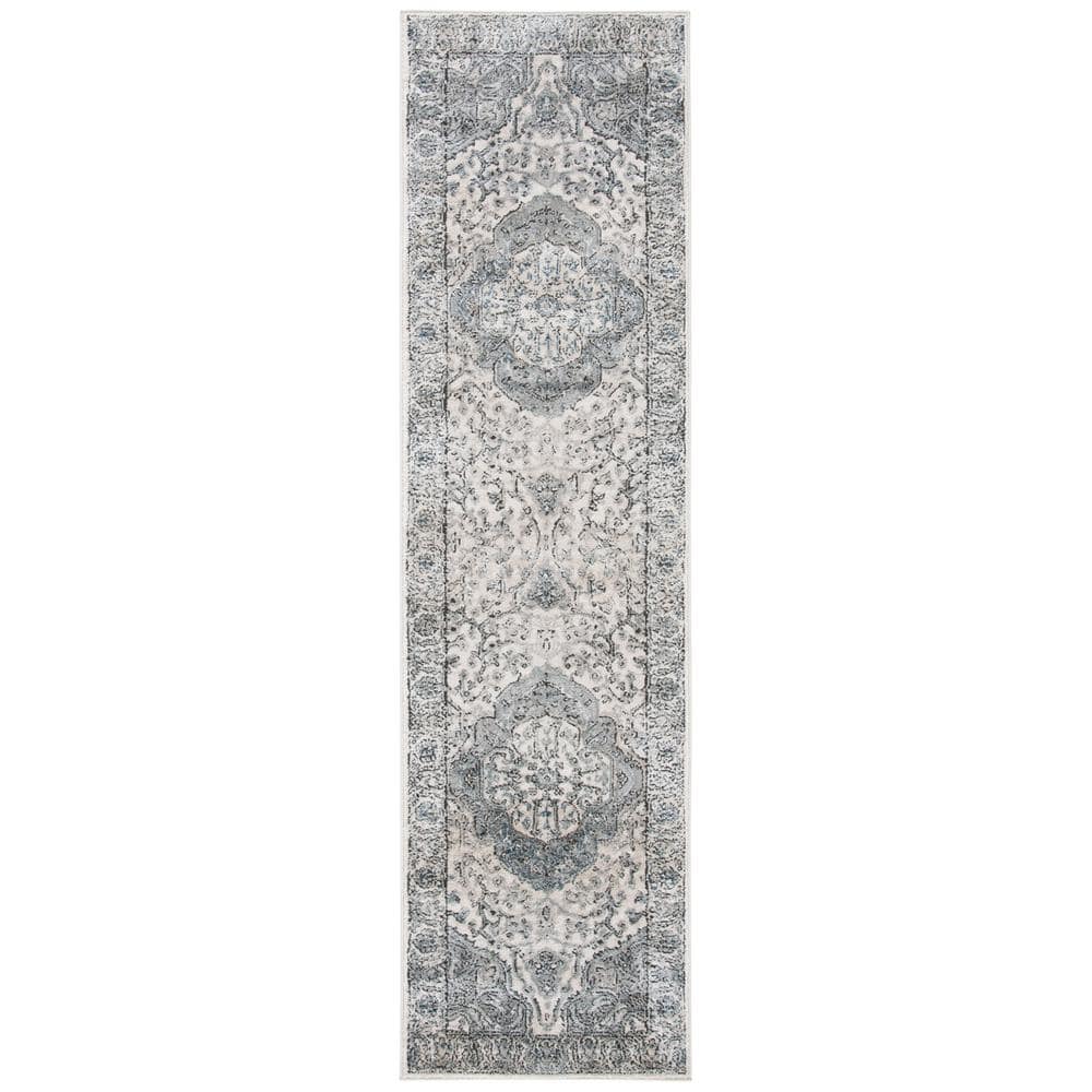 Safavieh Oregon Ivory Gray 2 Ft. X 8 Ft. Medallion Floral Runner Rug 