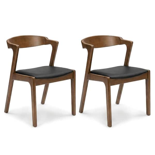Ashcroft Furniture Co Roxy Mid-Century Modern Black Vegan Leather