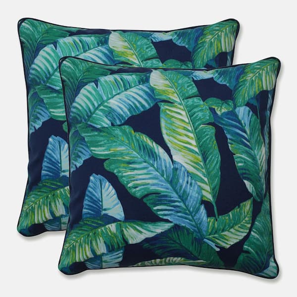 Pillow Perfect Floral Blue Square Outdoor Square Throw Pillow 2-Pack