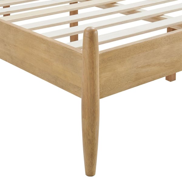 MODWAY Zane Light Oak Brown Solid Rubberwood Frame King Spindle