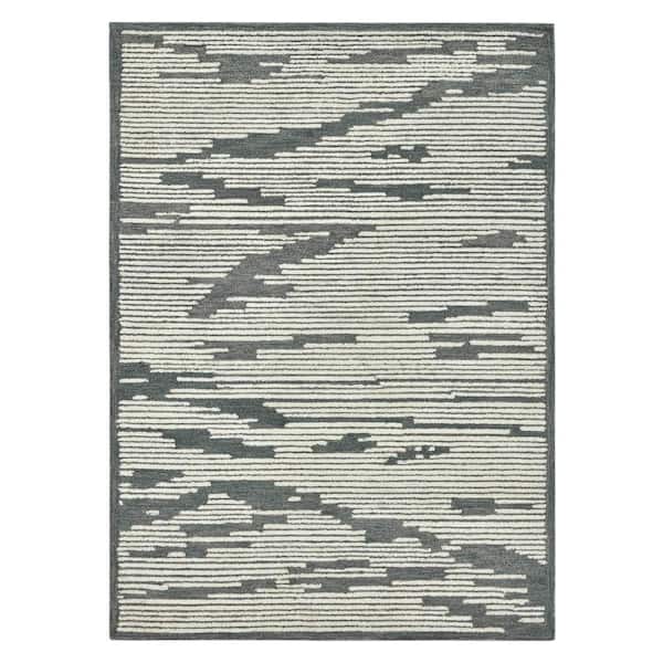 Amer Rugs Chicago 9 x 12 Dark Gray Geometric Pattern Area Rug for High Traffic Living Room Dining Room Bedroom