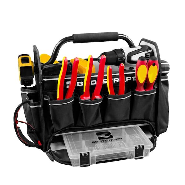 CONTRACTOR TOTE TOOL CADDY BAG WITH** HEAVY DUTY BASE CARRY CASE HOLDALL BARGAIN 