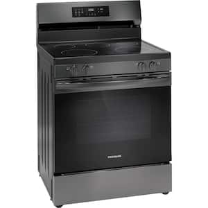 30 in 5.3 cu. ft. 5 Element Freestanding Self-Cleaning Electric Range in Black Stainless Steel with Air Fry