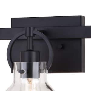 Ogden 25.5 in. W 3-Light Contemporary Black Bathroom Vanity Light Fixture Clear Glass