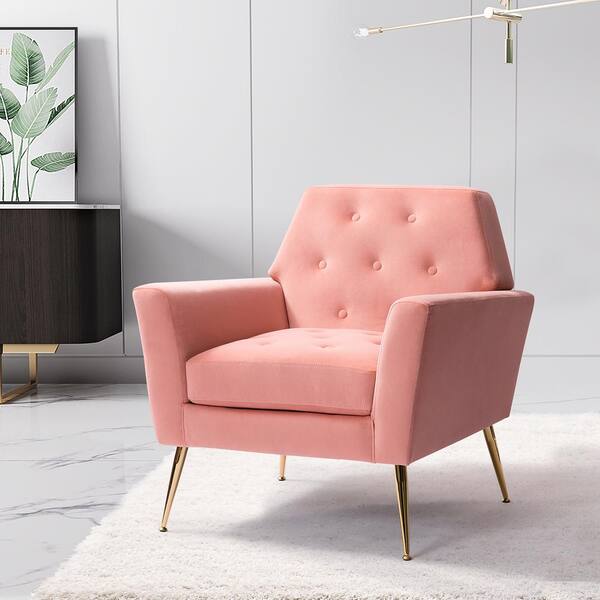 pink upholstered armchair