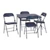 Carnegy Avenue Navy Madison 5-Piece Folding Card Table and Chairs Set, Portable Table and Chairs Set for Indoor/Outdoor Gatherings CGA-JB-500009-NA-HD