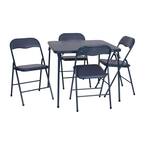 5-Piece Navy Folding Card Table and Chair Set