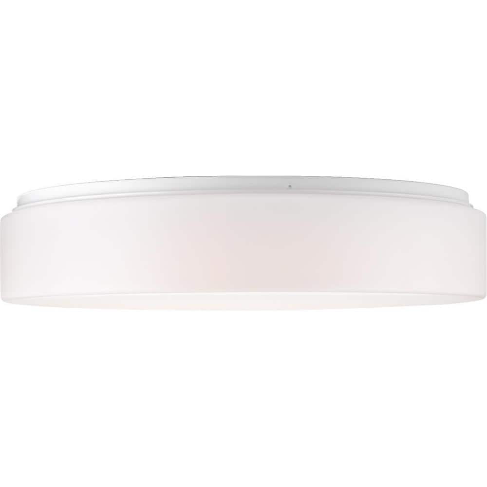 White Glass LED Drum Flush Mount Light for Indoor/Outdoor