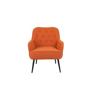 Mid Century Modern Orange Upholstery Linen Accent Arm Chair Set of 1